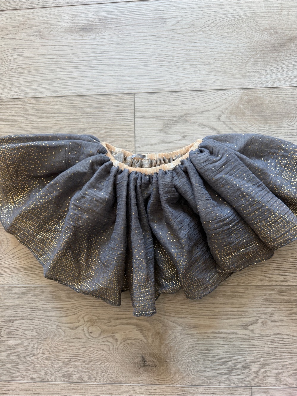 Girls Charcoal Skirt with Gold Dot Detail